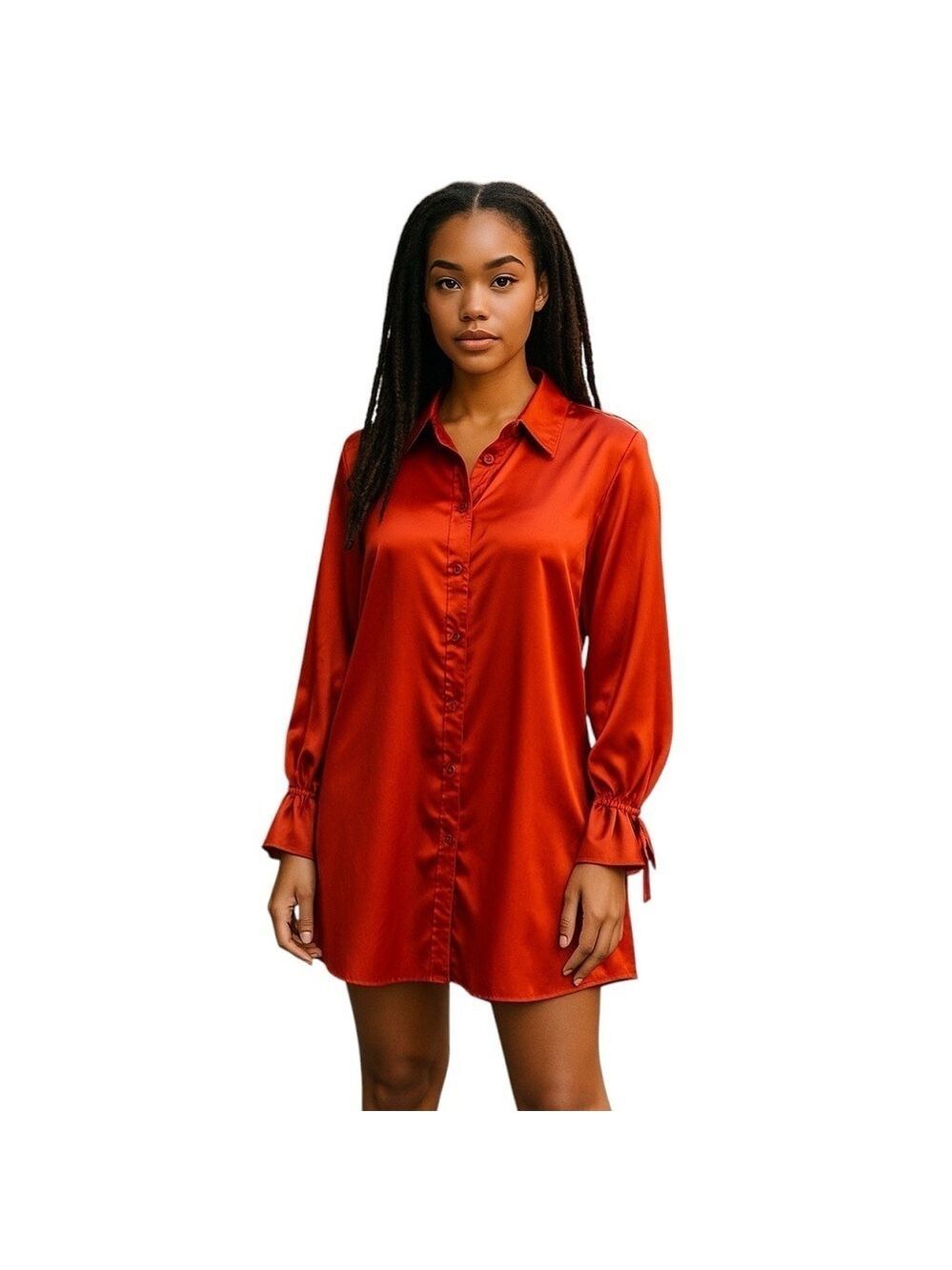 Satin Button Down Shirt Dress Women’s Size Medium Sammy B for Target Long Sleeve